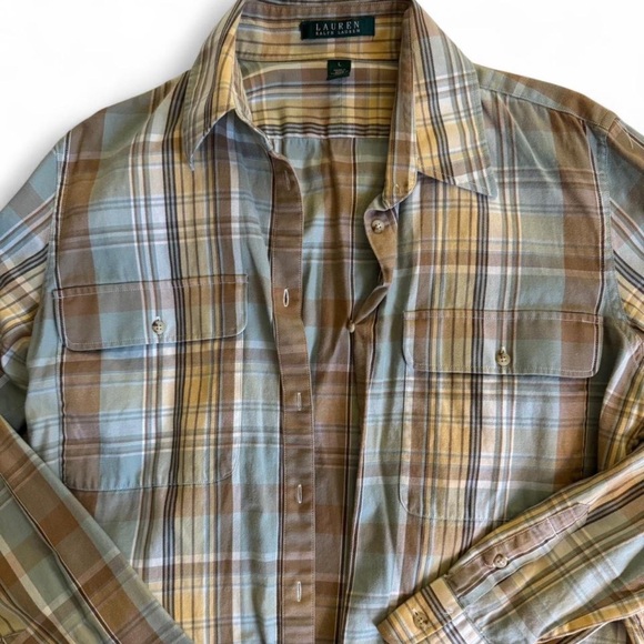 100% Cotton Ralph Lauren Multicolor Plaid Button Up Shirt - Picture 2 of 5